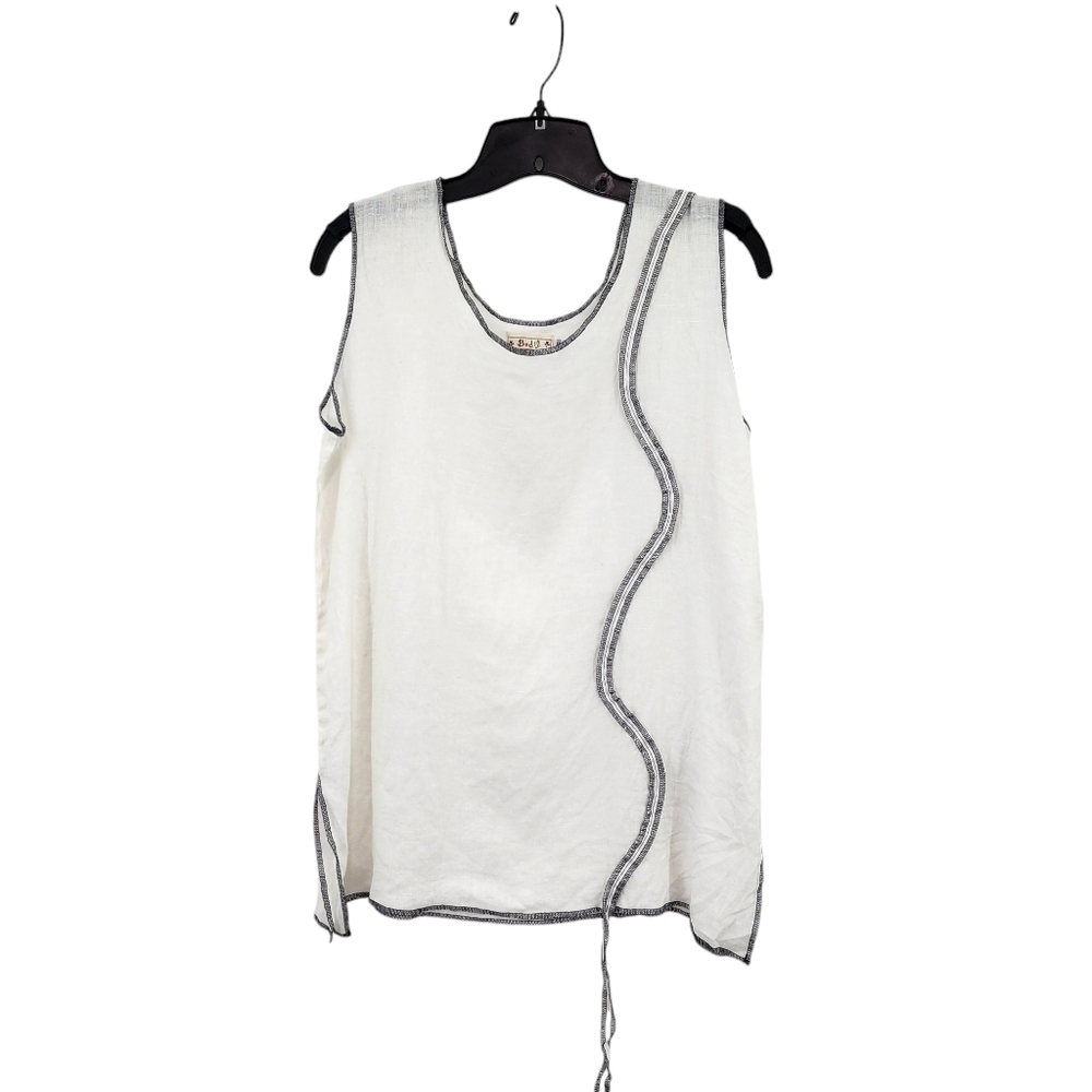 Bodil Women's 100% Linen Contrast Stitching Tank Top White - XS